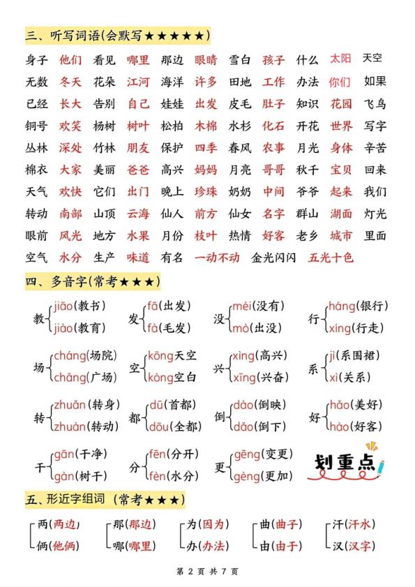 图片[2]-25秋二年级上册语文期中高频考点归纳-宝库盒教辅资料站