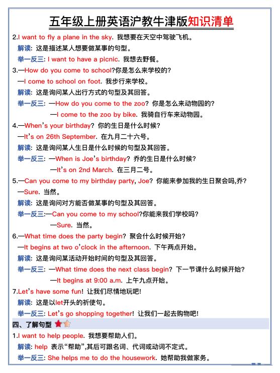 图片[2]-五年级上册英语全册知识清单《 沪教牛津版》-宝库盒教辅资料站