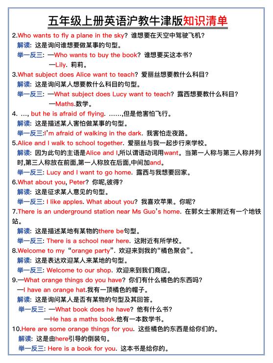 图片[3]-五年级上册英语全册知识清单《 沪教牛津版》-宝库盒教辅资料站