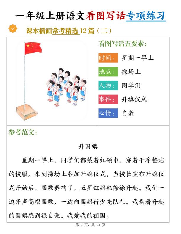 图片[2]-25秋新一年级上册语文看图写话专项练习常考精选12篇（含范文）-宝库盒教辅资料站