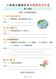 二年级上册语文全册重点仿写句子汇总-宝库盒教辅资料站