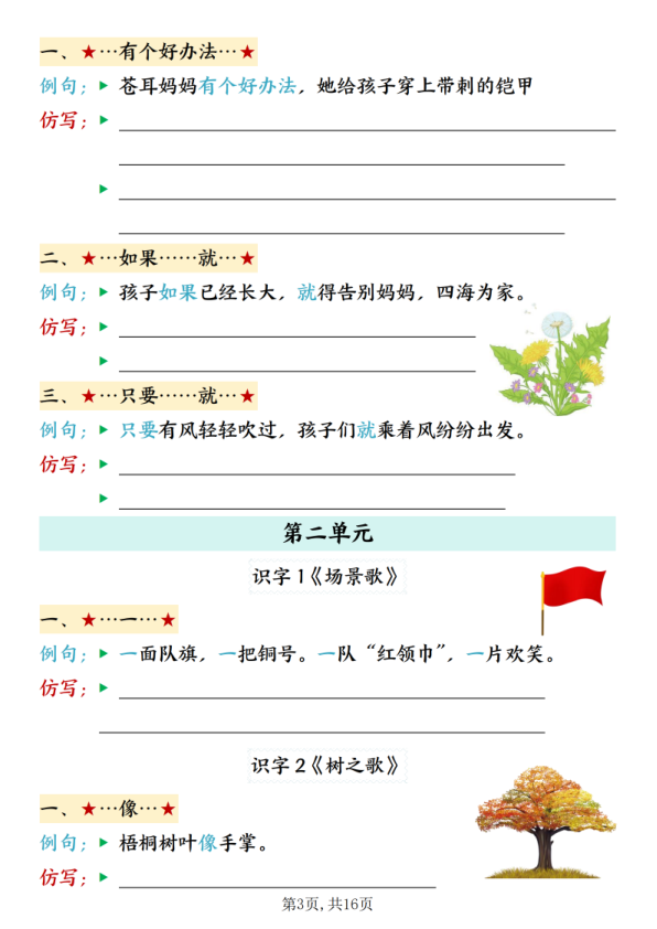 图片[3]-二年级上册语文全册重点仿写句子汇总-宝库盒教辅资料站