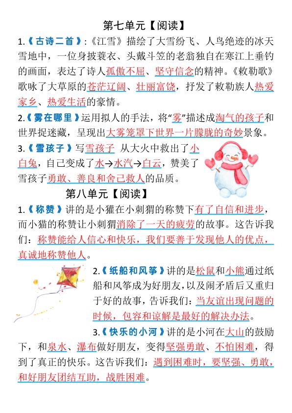 图片[4]-二年级上册语文1-23课中心思想（空白+答案）-宝库盒教辅资料站