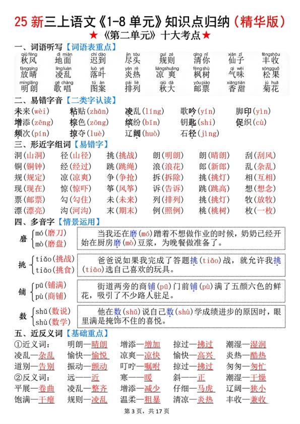 图片[3]-2025年新版三年级上册语文知识点总结（全册高频考点汇总）-宝库盒教辅资料站