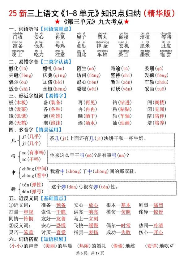 图片[6]-2025年新版三年级上册语文知识点总结（全册高频考点汇总）-宝库盒教辅资料站