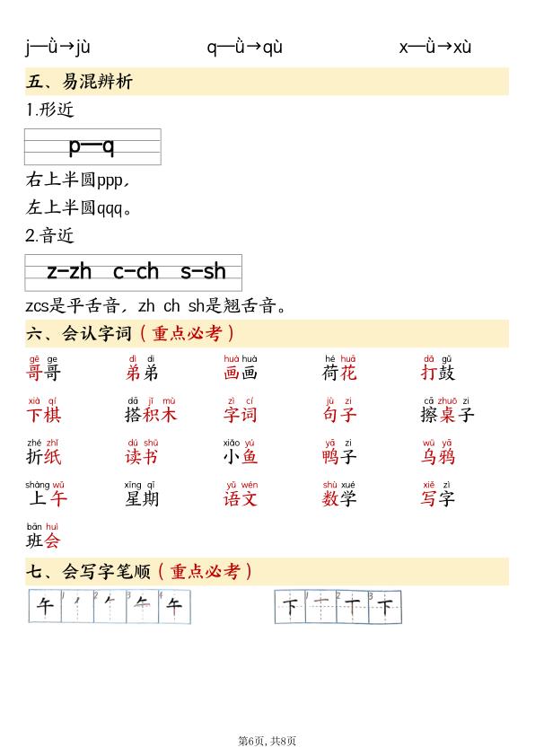 图片[6]-2025年新版一年级上册语文知识点总结（期中高频考点汇总）-宝库盒教辅资料站