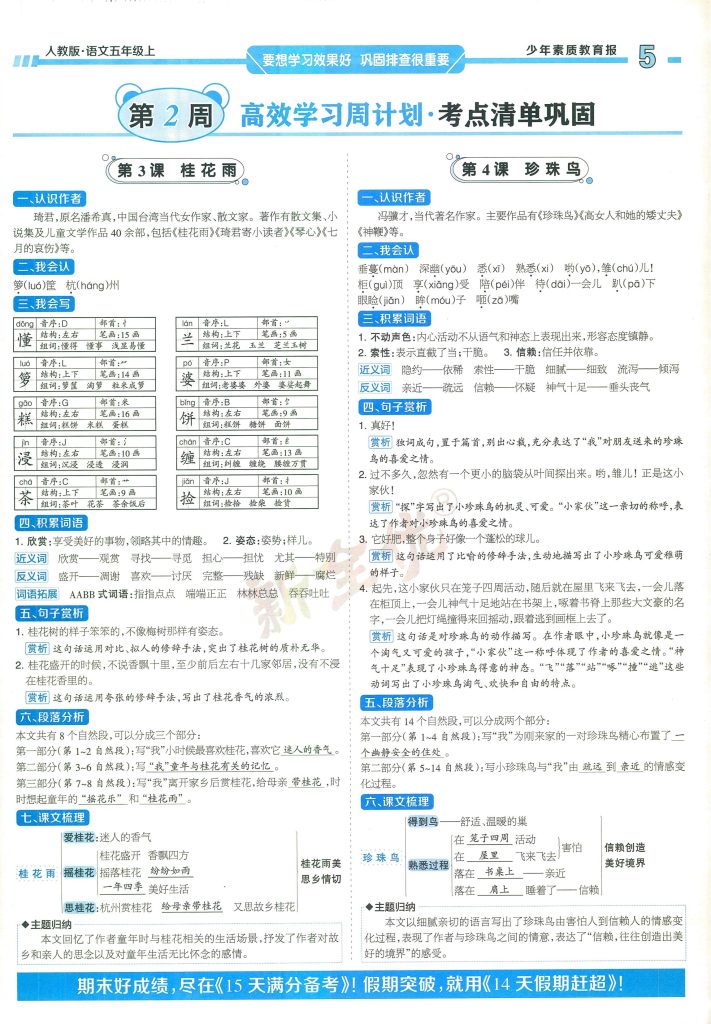 图片[5]-周末基础复习人教版五年级2025语文上册-宝库盒教辅资料站