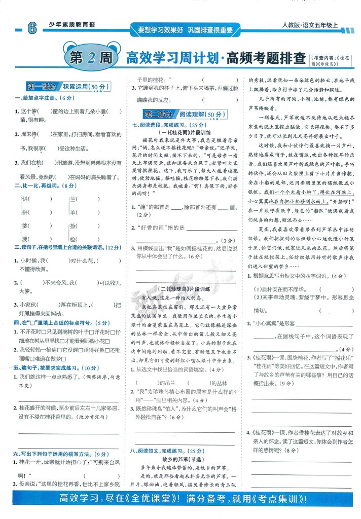 图片[6]-周末基础复习人教版五年级2025语文上册-宝库盒教辅资料站