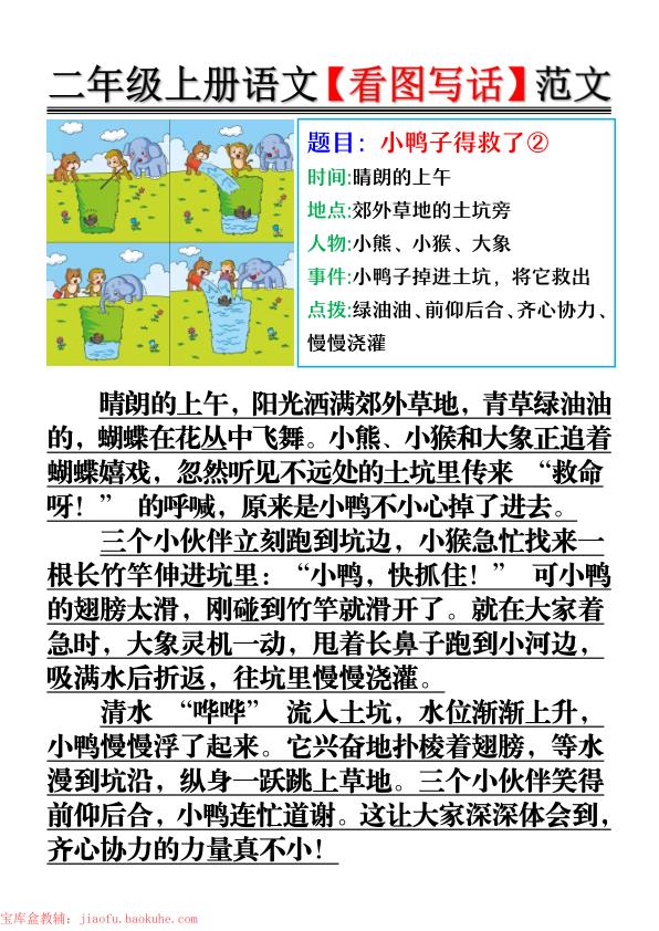 图片[2]-二年级上册语文看图写话范文-宝库盒教辅资料站