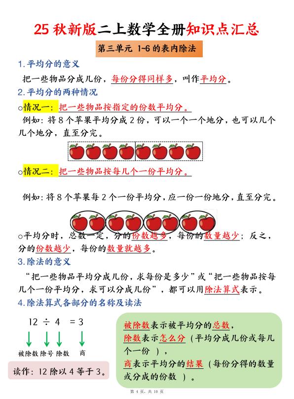 图片[4]-25秋二年级上册数学人教版全册1-5单元知识点考点汇总-宝库盒教辅资料站