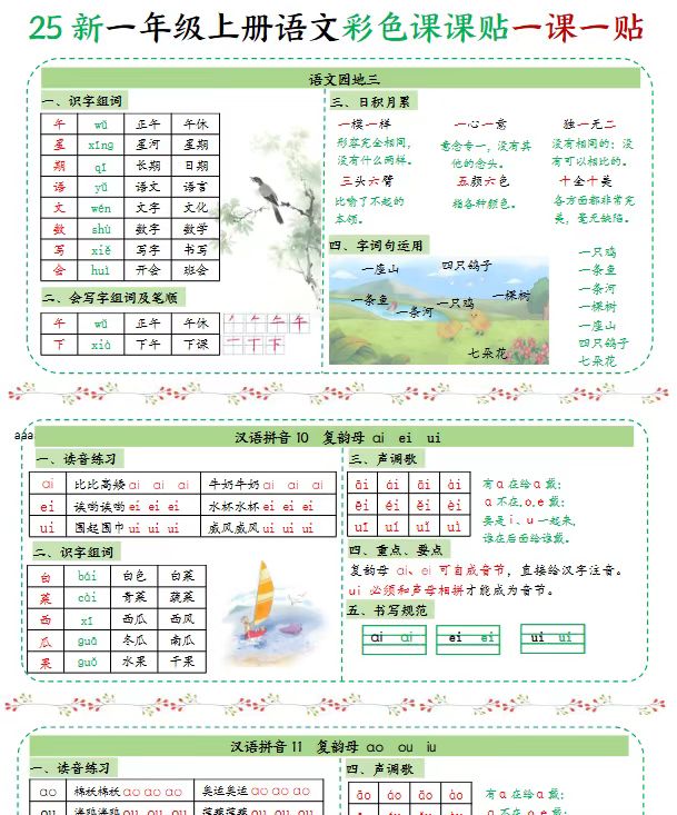 2025新版一年级语文上册新版精品资源（47份打包高清无水印整理版）-宝库盒教辅资料站