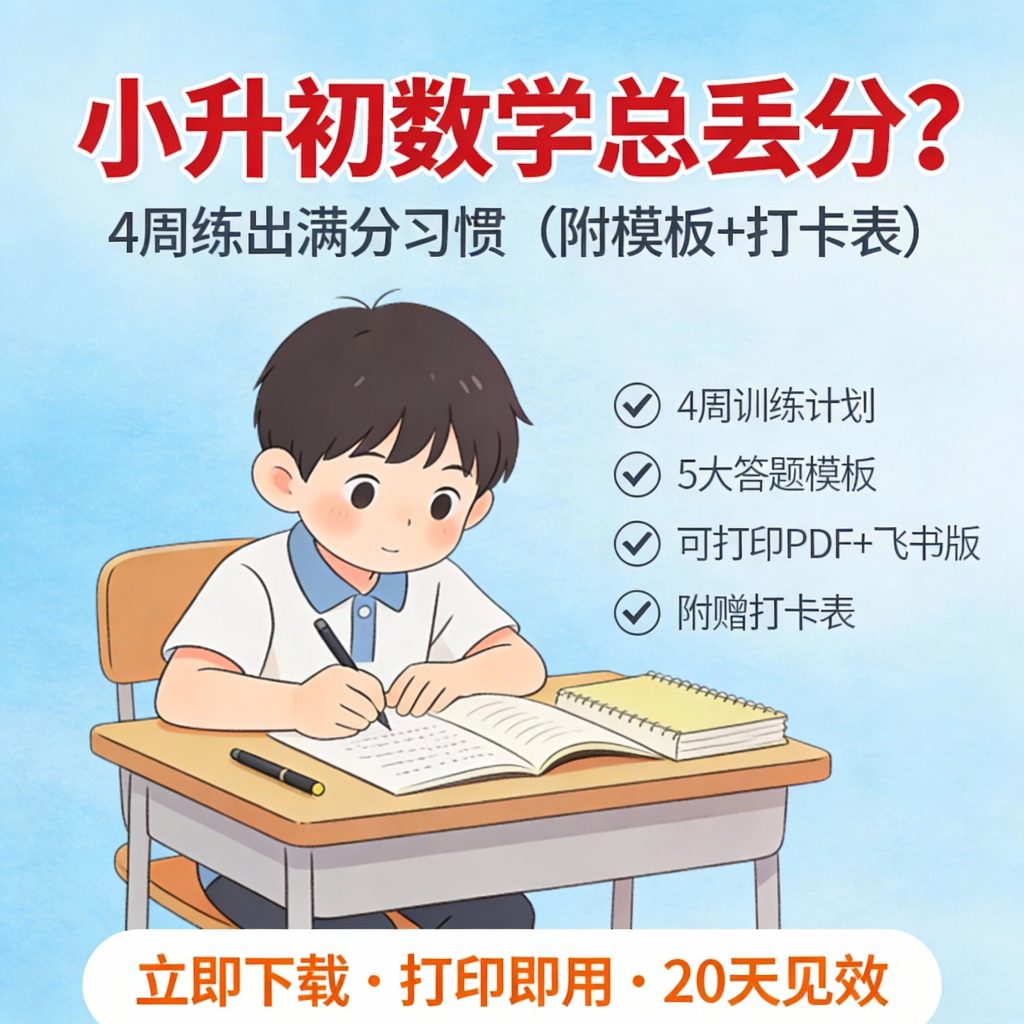 小升初数学总丢分？4周练出满分习惯（附模板+打卡表）-宝库盒教辅资料站