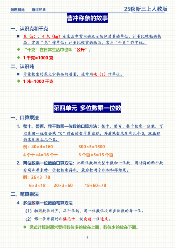 图片[6]-25秋三年级上册数学期末复习全册重点知识点梳理-宝库盒教辅资料站