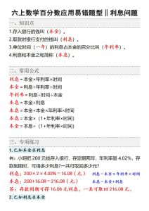 六年级上册数学百分数应用易错题型‖利息问题-宝库盒教辅资料站