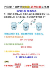 六年级上册数学百分数--浓度问题必考题-宝库盒教辅资料站
