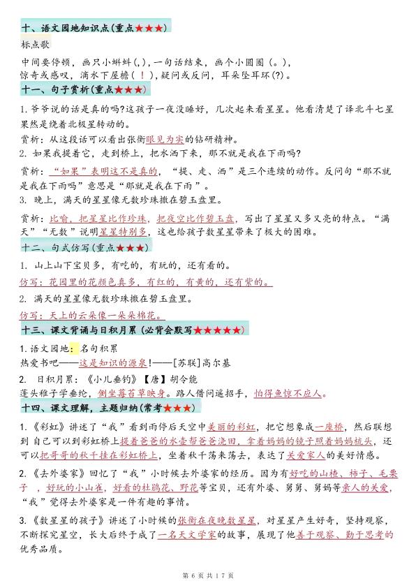 图片[6]-25新二年级上册语文1-8单元必背知识点汇总（17页）人教版-宝库盒教辅资料站