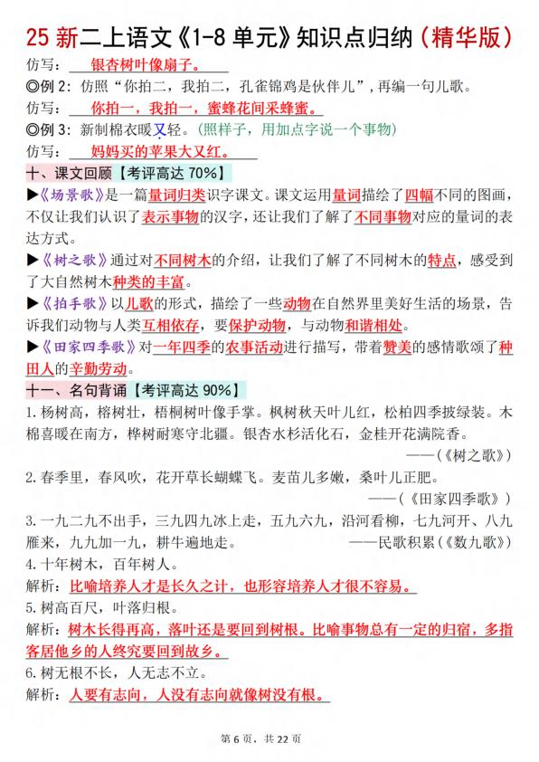 图片[6]-25新二年级上册 语文1-8单元知识点汇总（精华版） 语文人教版 九大考点-宝库盒教辅资料站