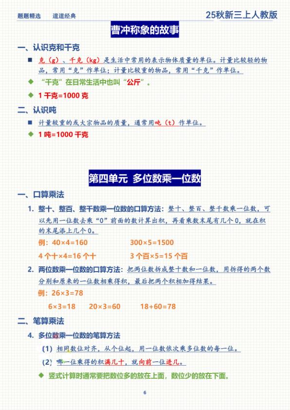 图片[6]-25秋三年级上册数学期末复习全册重点知识点梳理-宝库盒教辅资料站