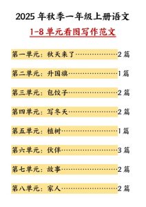 25秋一年级上册语文1-8单元看图写作范文-宝库盒教辅资料站