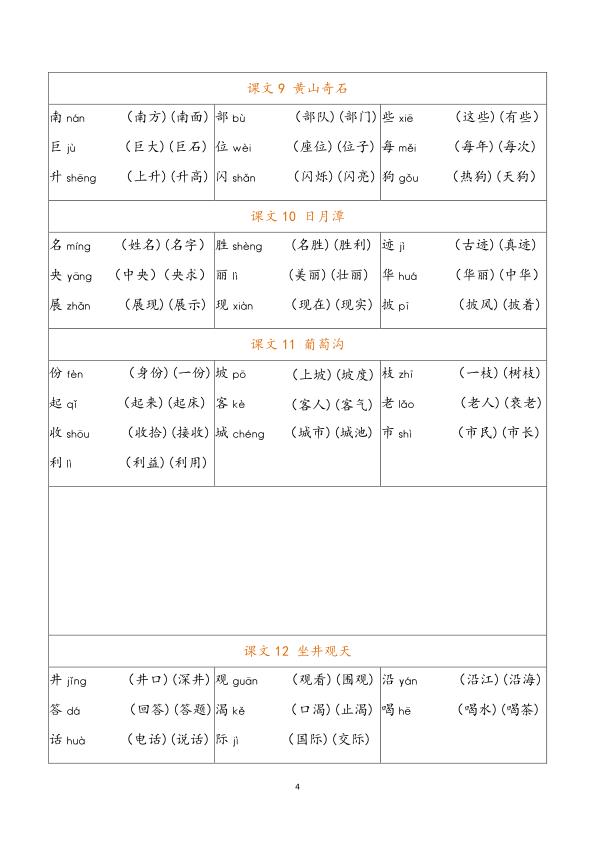 图片[4]-部编版 语文二年级上册 写字表知识点汇总-宝库盒教辅资料站