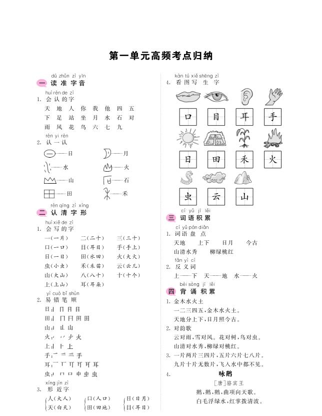 图片[2]-一年级上册语文重点知识点高频考点归纳-宝库盒教辅资料站