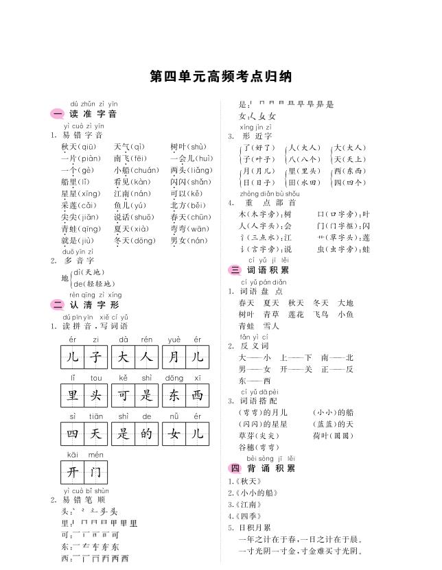图片[5]-一年级上册语文重点知识点高频考点归纳-宝库盒教辅资料站