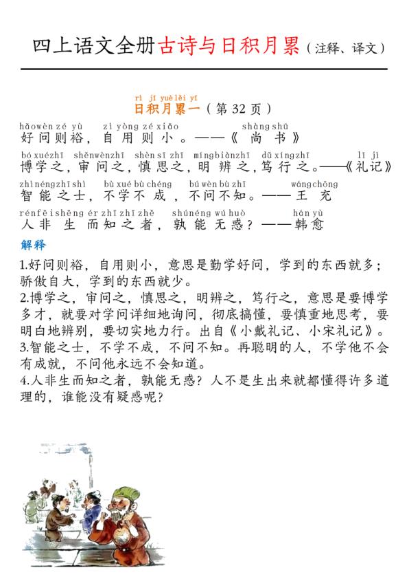 图片[2]-人教版四年级上册语文古诗与日积月累知识点（注释、译文）-宝库盒教辅资料站