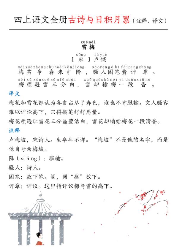 图片[5]-人教版四年级上册语文古诗与日积月累知识点（注释、译文）-宝库盒教辅资料站