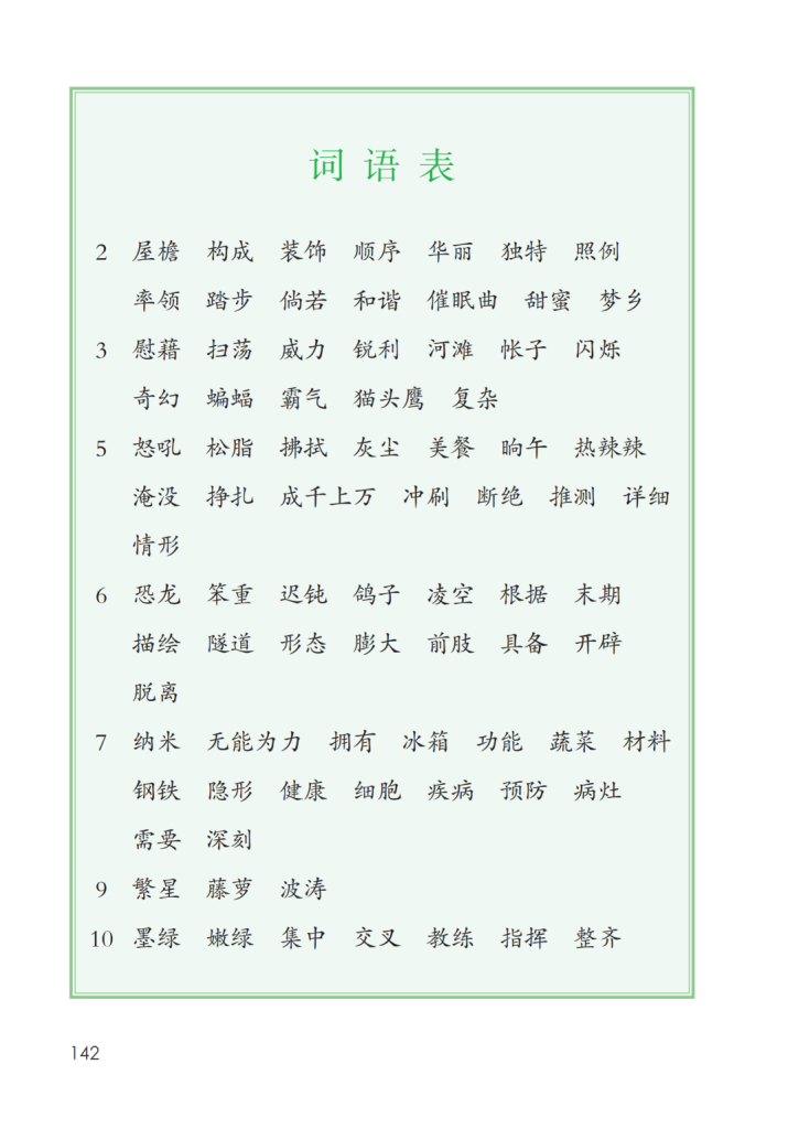 2026年春人教版4年级语文下册课后三表-宝库盒教辅资料站