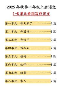 一年级上册语文1-8单元看图写作范文-宝库盒教辅资料站