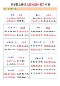 四年级上册语文期末《语文园地练习知识汇总》-宝库盒教辅资料站
