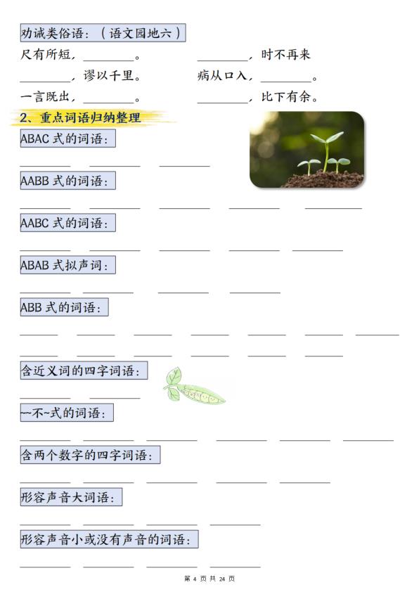 图片[4]-四年级上册语文期末总复习重点知识点归纳整理（含答案48页）-宝库盒教辅资料站