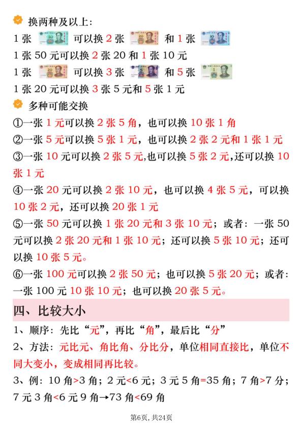 图片[6]-一年级下册数学寒假预习人民币必考知识汇总-宝库盒教辅资料站