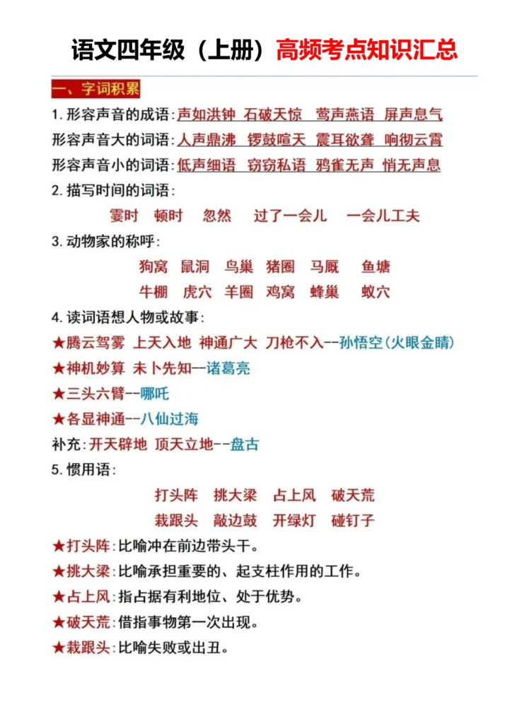 图片[5]-【2026最新版】小学语文1-6年级上册《高频考点知识汇总》｜覆盖全部年级｜300+核心知识点｜PDF可打印｜专家教研组整理！-宝库盒教辅资料站