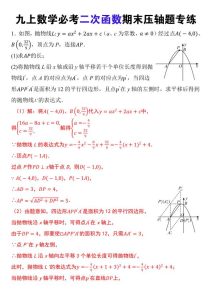 2026九年级上册数学必考二次函数期末压轴题专练-宝库盒教辅资料站