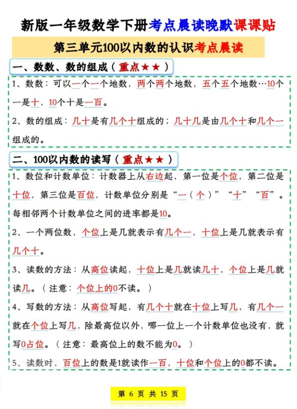 图片[6]-2026一年级下册数学晨读晚默课课贴同步练习-宝库盒教辅资料站