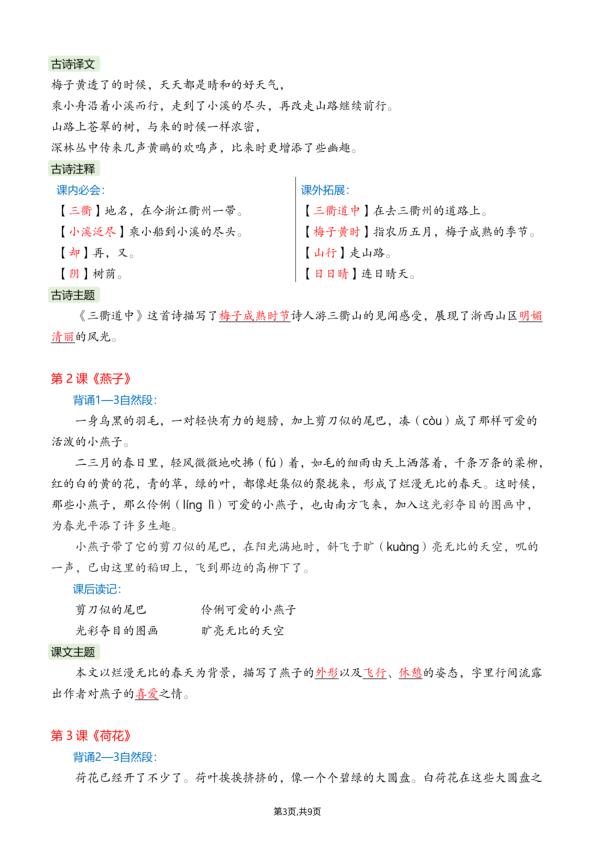 图片[3]-2026春三年级下册语文课文必背内容汇总完整版同步教材-宝库盒教辅资料站