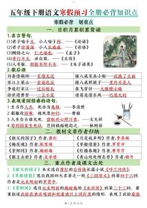 2026五年级下册语文寒假预习全册必背知识点梳理-宝库盒教辅资料站