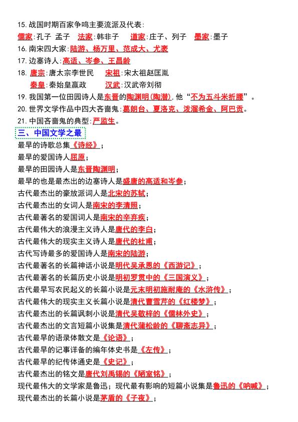 图片[2]-六年级下册语文期末常考文学常识分类汇总完整版-宝库盒教辅资料站