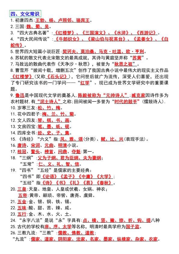 图片[3]-六年级下册语文期末常考文学常识分类汇总完整版-宝库盒教辅资料站