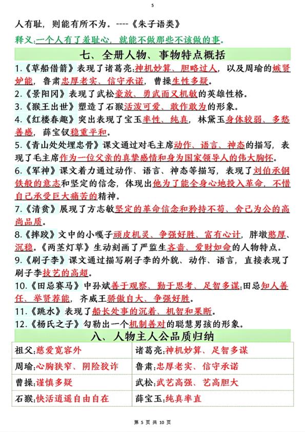 图片[5]-五年级下册语文全册必背知识点梳理-宝库盒教辅资料站