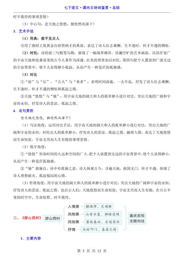 图片[5]-七年级下册语文课内古诗词鉴赏总结考点梳理与答题技巧-宝库盒教辅资料站