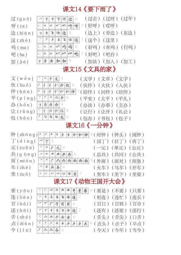 图片[6]-部编版一（下）生字学习贴！2026春7页完整版笔顺组词一贴通，规范书写打基础-宝库盒教辅资料站