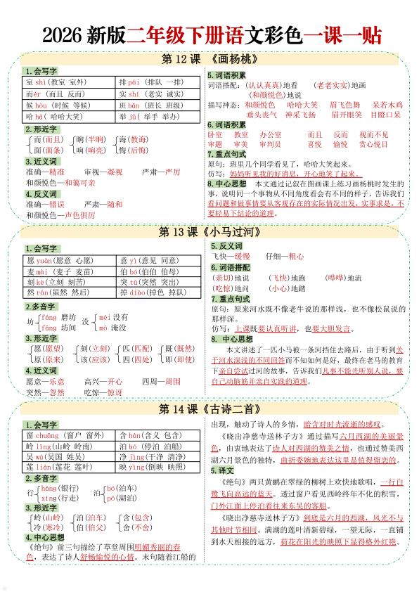 图片[6]-新版二年级下册语文彩色课课贴｜一课一贴同步学习重点清晰掌握-宝库盒教辅资料站