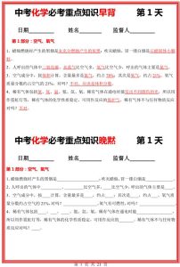 九年级（下）化学 中考化学必考重点知识【早背晚默】-宝库盒教辅资料站
