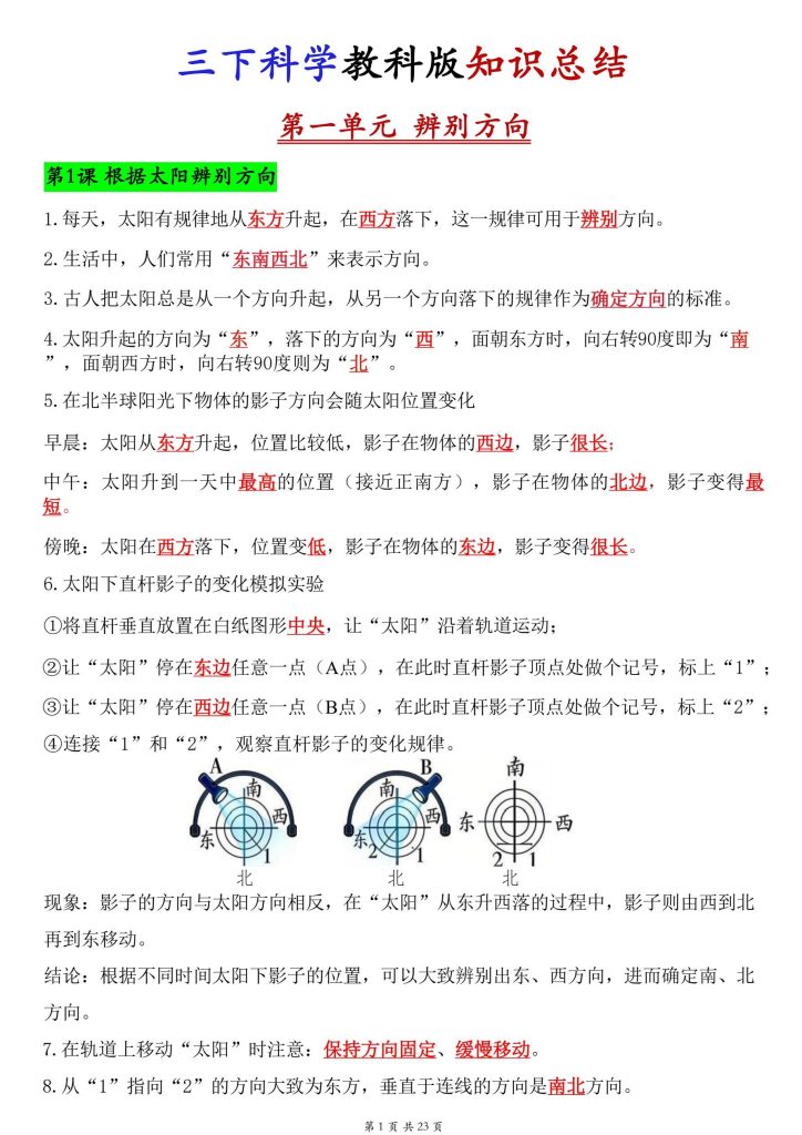 26春三年级（下）科学教科版知识总结-宝库盒教辅资料站
