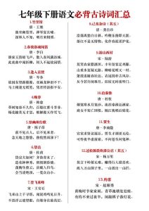 2024版人教版七年级下册语文必背古诗文+文言文知识点汇总-宝库盒教辅资料站