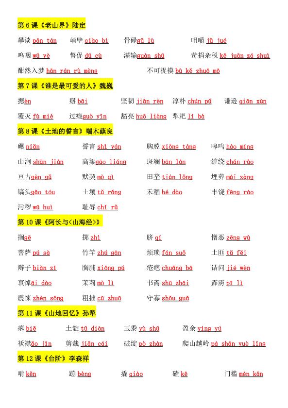 图片[6]-2026春人教版七年级下册语文读读写写（字词注音）知识点-宝库盒教辅资料站