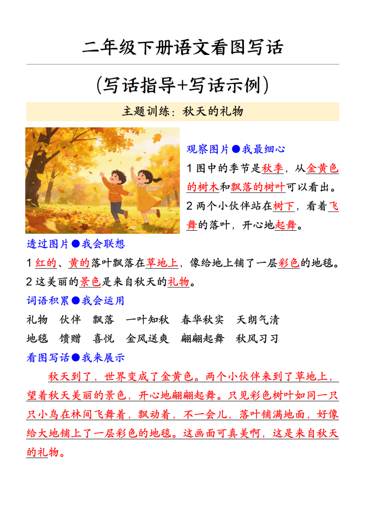 图片[3]-二年级下册语文看图写话(写话指导+写话示例)-宝库盒教辅资料站