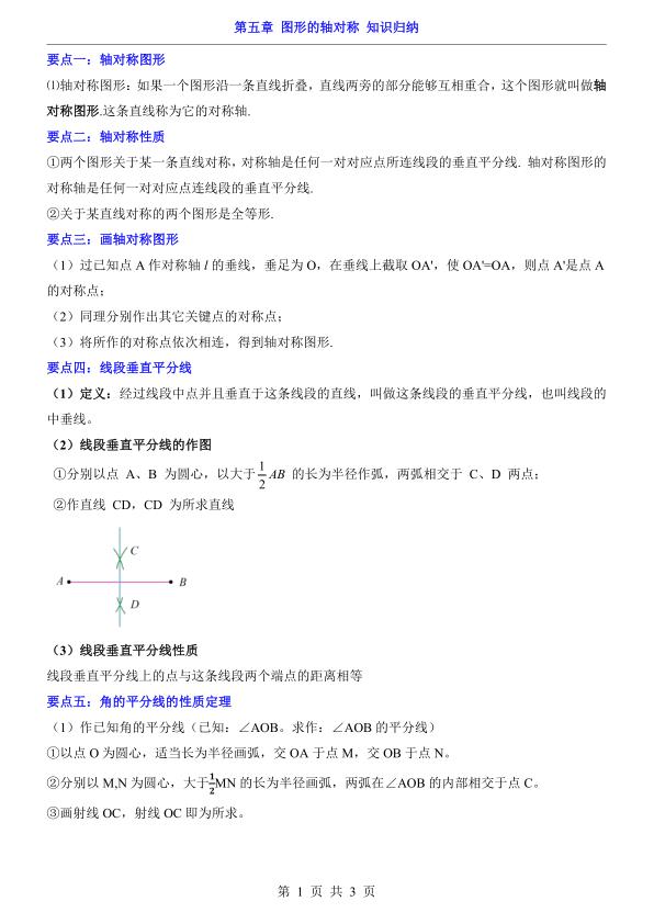 七年级下册数学第5章图形的轴对称知识归纳（北师大版）-宝库盒教辅资料站